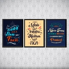 Kit 3 Quadros Frases Motivacionais De Trabalho 45x34cm - Com
