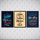 Kit 3 Quadros Frases Motivacionais De Trabalho 45x34cm - Com
