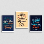 Kit 3 Quadros Frases Motivacionais De Trabalho 45x34cm Moldur