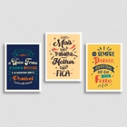 Kit 3 Quadros Frases Motivacionais Trabalho 45x34cm - Com Vid