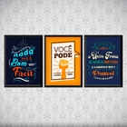 Kit 3 Quadros Frases Motivadoras Trabalho 33x24cm - Com Vidro