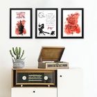 Kit 3 Quadros Frases Ogum - São Jorge 45x34cm - Com Vidro Mol