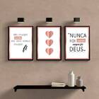 Kit 3 Quadros Frases Questão De Fé 45x34cm Moldura:madeira Br
