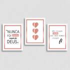 Kit 3 Quadros Frases Questão De Fé 45x34cm Moldura:madeira Br