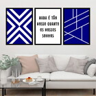 Kit 3 Quadros Geométrico Azul Sonhos 24x18cm Moldura:madeira