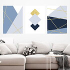 Kit 3 Quadros Geométrico Linhas Douradas 60x40cm Moldura:made