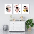 Kit 3 Quadros Geométrico Trend Escandinavo 45x34cm - Com Vidr