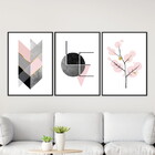 Kit 3 Quadros Geométricos Árvore Love 33x24cm - Com Vidro Mol