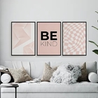 Kit 3 Quadros Geométricos Be Kind 33x24cm Moldura:madeira Bra