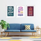 Kit 3 Quadros Grandes A Vida ... 60x48cm Moldura Branca