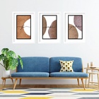 Kit 3 Quadros Grandes Abstrato Fé Amor Gratidão 60x48cm Moldu