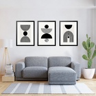 Kit 3 Quadros Grandes Abstratos Circulos Pretos 60x48cm Moldu