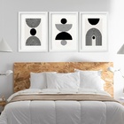 Kit 3 Quadros Grandes Abstratos Circulos Pretos 60x48cm Moldu