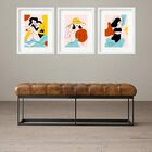 Kit 3 Quadros Grandes Abstratos Mulheres Praia 60x48cm Moldur