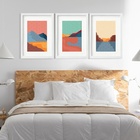 Kit 3 Quadros Grandes Abstratos Paisagens 60x48cm Moldura Pre