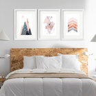 Kit 3 Quadros Grandes Abstratos Triangulos 60x48cm Moldura Br