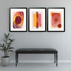 Kit 3 Quadros Grandes Abstratos Vermelho E Dourado 60x48cm Mo