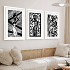 Kit 3 Quadros Grandes Afro 60x48cm Moldura Branca