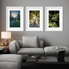 Kit 3 Quadros Grandes Árvores - 60x48cm Moldura Branca