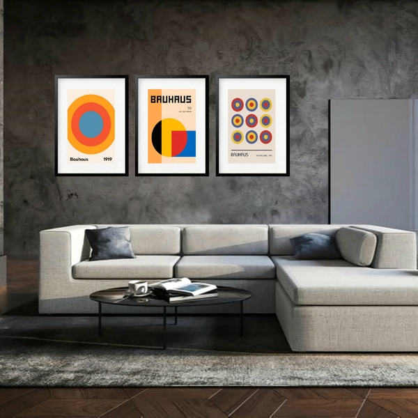 Kit 3 Quadros Grandes Bauhaus Ausstellung 1923 Collection 60x