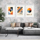 Kit 3 Quadros Grandes Bauhaus Circles Collection 60x48cm Mold