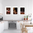 Kit 3 Quadros Grandes Café 60x48cm Moldura Preta