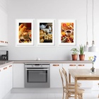 Kit 3 Quadros Grandes Café Da Manhã 60x48cm Moldura Preta