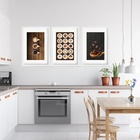 Kit 3 Quadros Grandes Cafés 60x48cm Moldura Branca