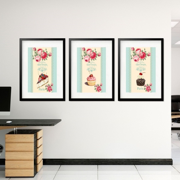 Kit 3 Quadros Grandes Confeitaria Cacao Payraud 60x48cm Moldu