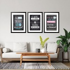 Kit 3 Quadros Grandes Cozinha Quadro Negro 60x48cm Moldura Pr