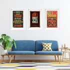 Kit 3 Quadros Grandes Don't Forget To Smile 60x48cm Moldura P