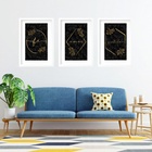 Kit 3 Quadros Grandes Dourado Fé Amor Gratidão 60x48cm Moldur