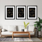 Kit 3 Quadros Grandes Dourado Fé Amor Gratidão 60x48cm Moldur