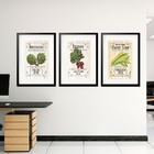 Kit 3 Quadros Grandes Farm Vintage 60x48cm Moldura Preta