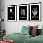 Kit 3 Quadros Grandes Foco Disciplina Execução 60x48cm Moldur