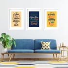 Kit 3 Quadros Grandes Frases Motivacionais 60x48cm Moldura Pr
