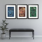 Kit 3 Quadros Grandes Harry Potter Houses - 60x48cm Moldura P
