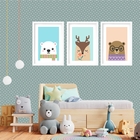 Kit 3 Quadros Grandes Infantil Filhotes 60x48cm Moldura Preta