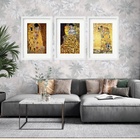 Kit 3 Quadros Grandes Klimt Collection 60x48cm Moldura Branca