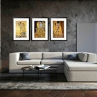 Kit 3 Quadros Grandes Klimt Collection 60x48cm Moldura Preta