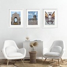 Kit 3 Quadros Grandes Lisboa Turismo - 60x48cm Moldura Branca