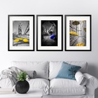 Kit 3 Quadros Grandes Londres Guarda Chuvas - 60x48cm Moldura