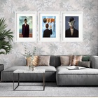 Kit 3 Quadros Grandes Magritte Collection 60x48cm Moldura Bra