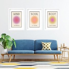 Kit 3 Quadros Grandes Mente Corpo E Alma 60x48cm Moldura Bran