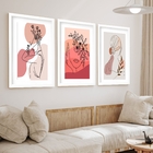 Kit 3 Quadros Grandes Mulheres Abstratos 60x48cm Moldura Bran