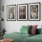 Kit 3 Quadros Grandes Mulheres Com Ursos 60x48cm Moldura Bran