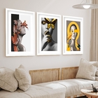 Kit 3 Quadros Grandes Mulheres Surrealismo 60x48cm Moldura Br