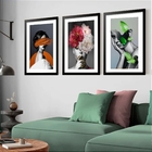 Kit 3 Quadros Grandes Mulheres Surrealismo Plantas 60x48cm Mo