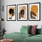 Kit 3 Quadros Grandes Negras Boho 60x48cm Moldura Branca