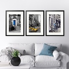 Kit 3 Quadros Grandes New York - 60x48cm Moldura Preta
